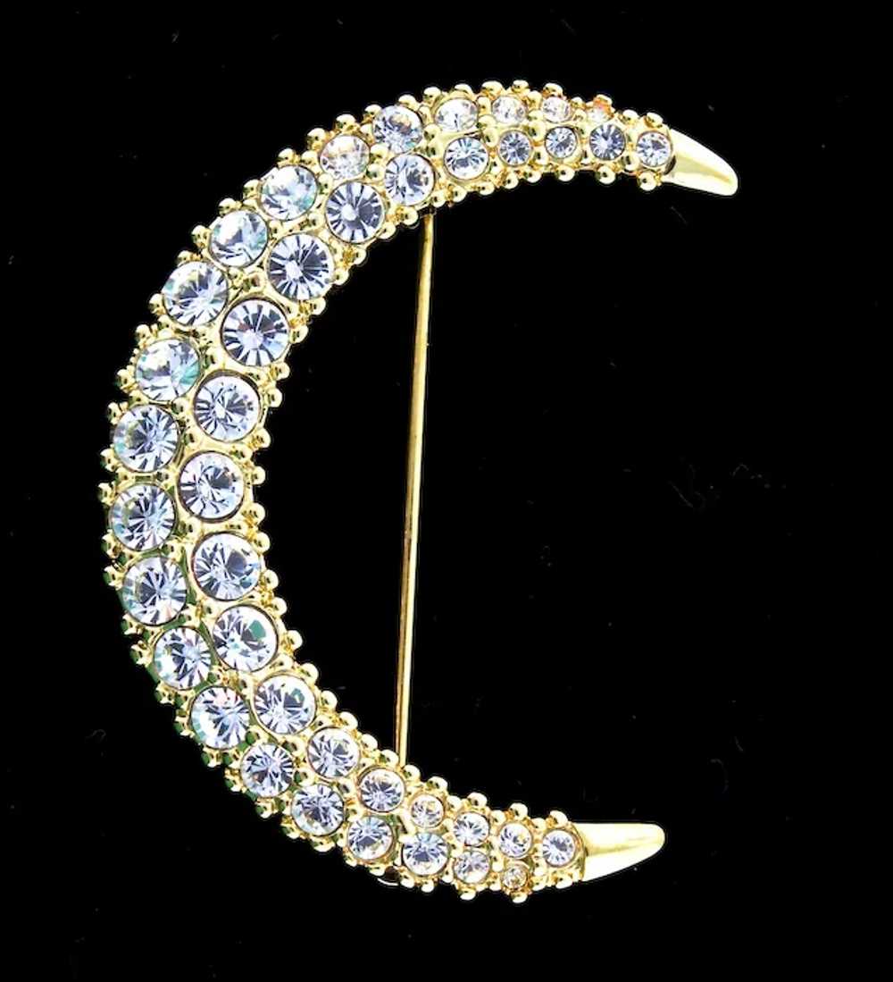 Swan SWAROVSKI Crystal Rhinestone Gold Crescent M… - image 2