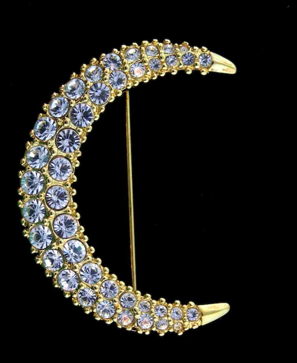 Swan SWAROVSKI Crystal Rhinestone Gold Crescent M… - image 4