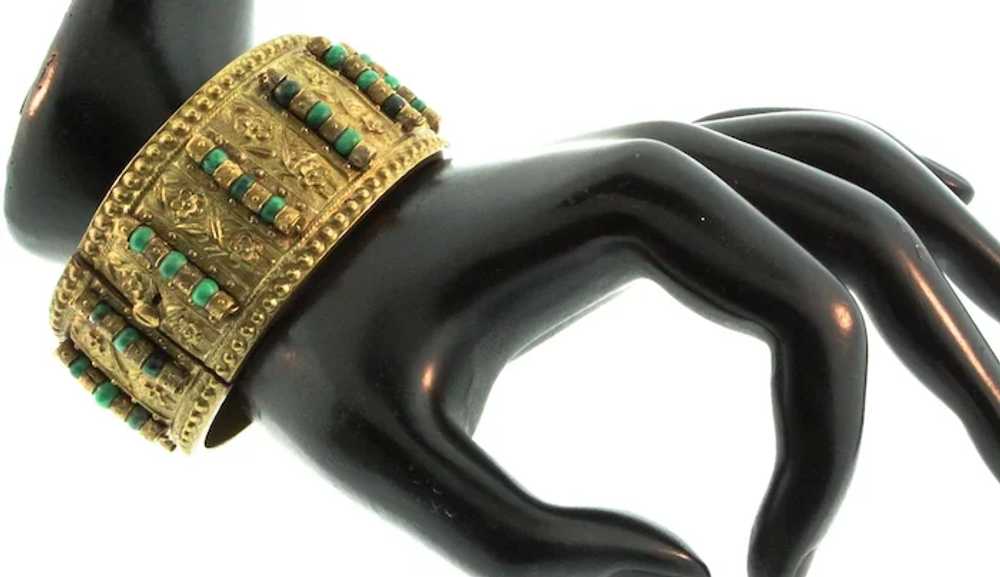Vintage CHINESE Export Brass and Natural Turquois… - image 2