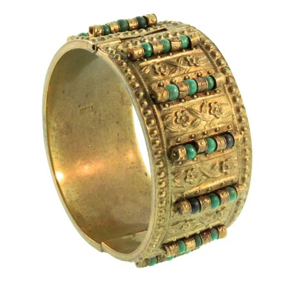 Vintage CHINESE Export Brass and Natural Turquois… - image 4