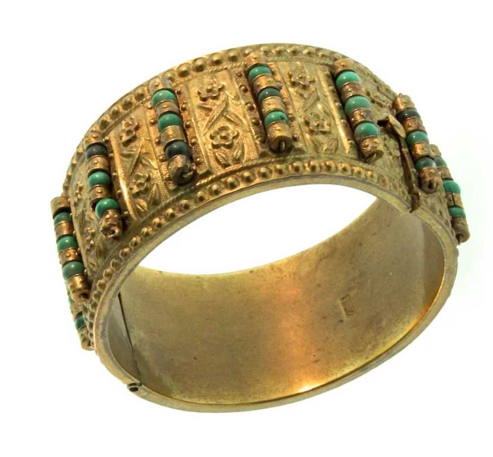 Vintage CHINESE Export Brass and Natural Turquois… - image 5