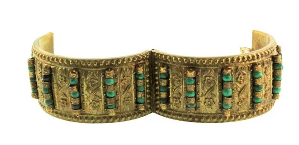 Vintage CHINESE Export Brass and Natural Turquois… - image 6