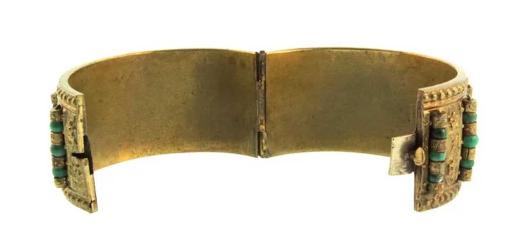 Vintage CHINESE Export Brass and Natural Turquois… - image 7