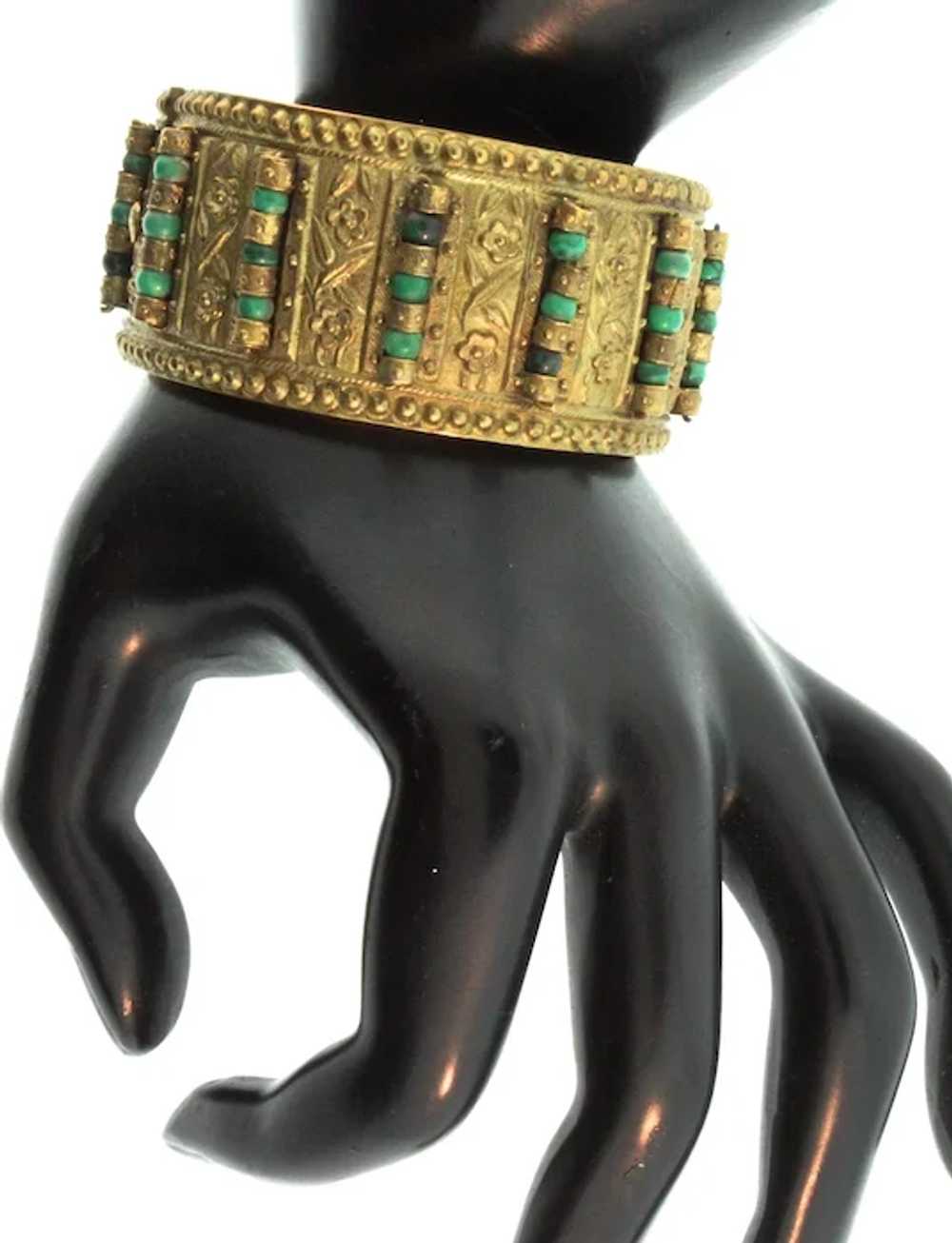 Vintage CHINESE Export Brass and Natural Turquois… - image 8