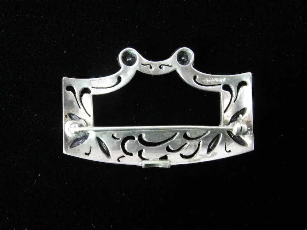 Art Deco Sterling Paste and Marcasite Brooch - image 2