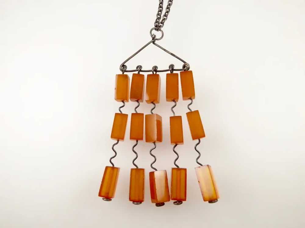 Modernist Amber and Silver Necklace from the Sovi… - image 2