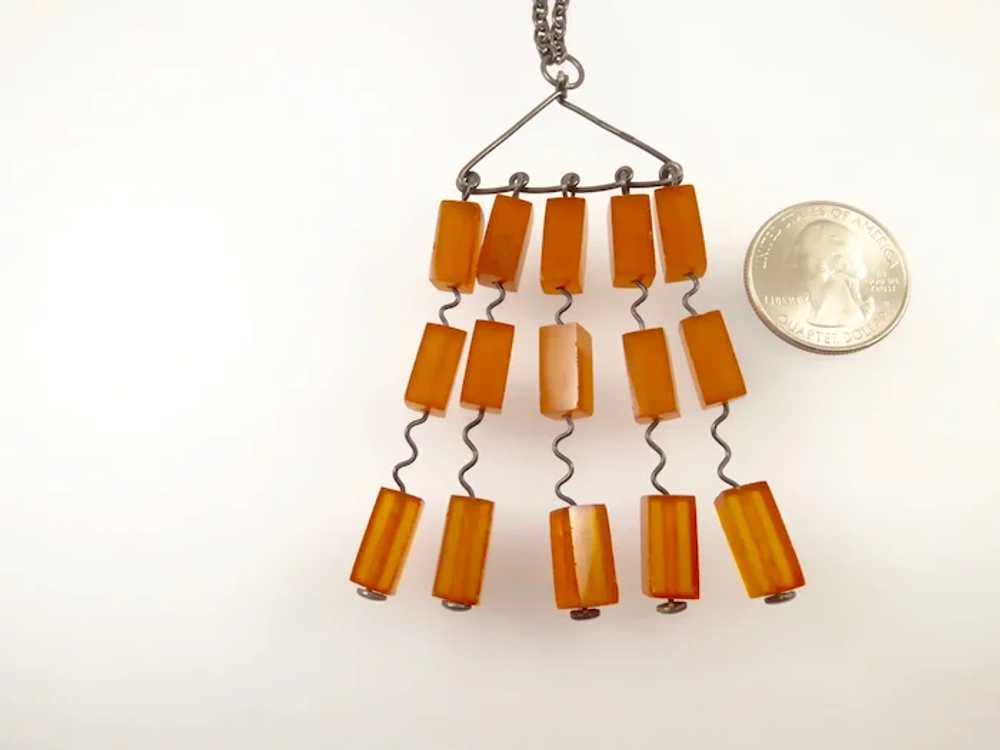 Modernist Amber and Silver Necklace from the Sovi… - image 3