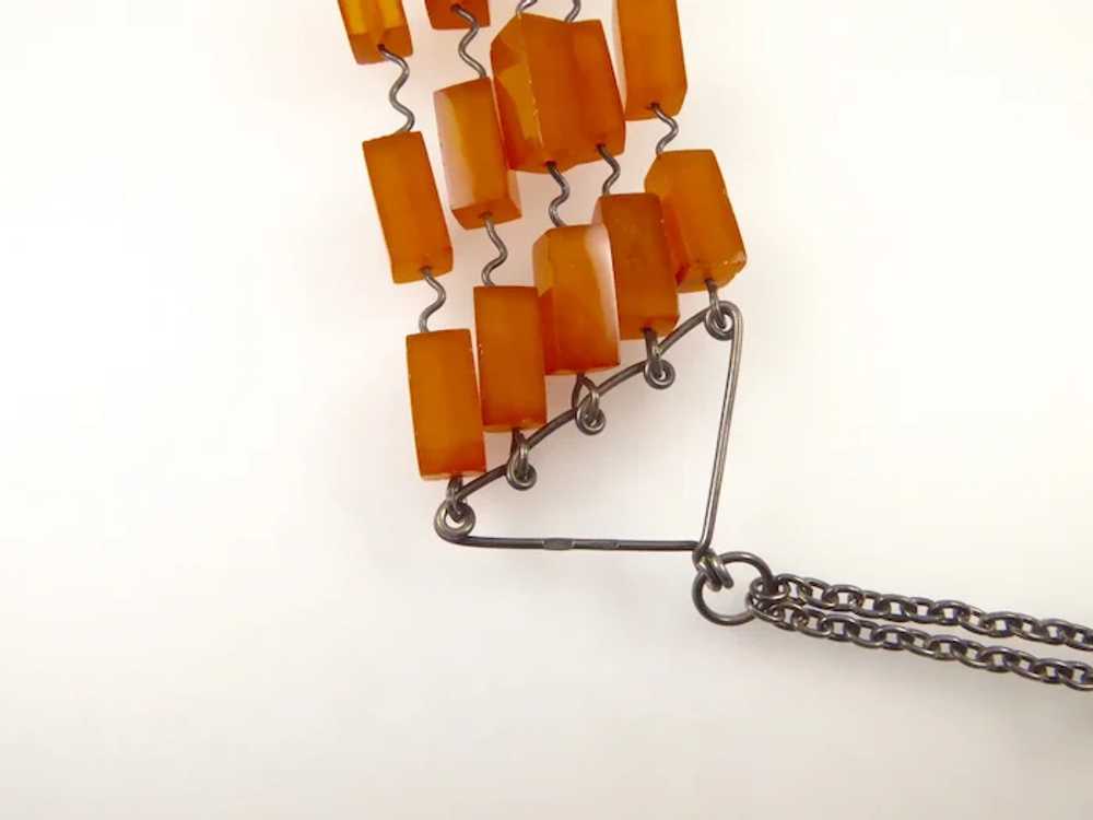 Modernist Amber and Silver Necklace from the Sovi… - image 4