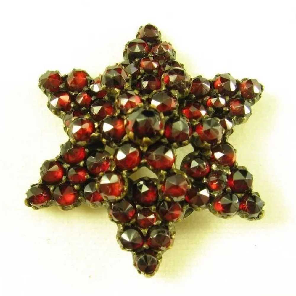 Victorian Bohemian Garnet Star Brooch - image 1