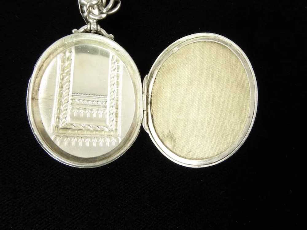 Victorian Sterling Locket on Antique Sterling Cha… - image 3