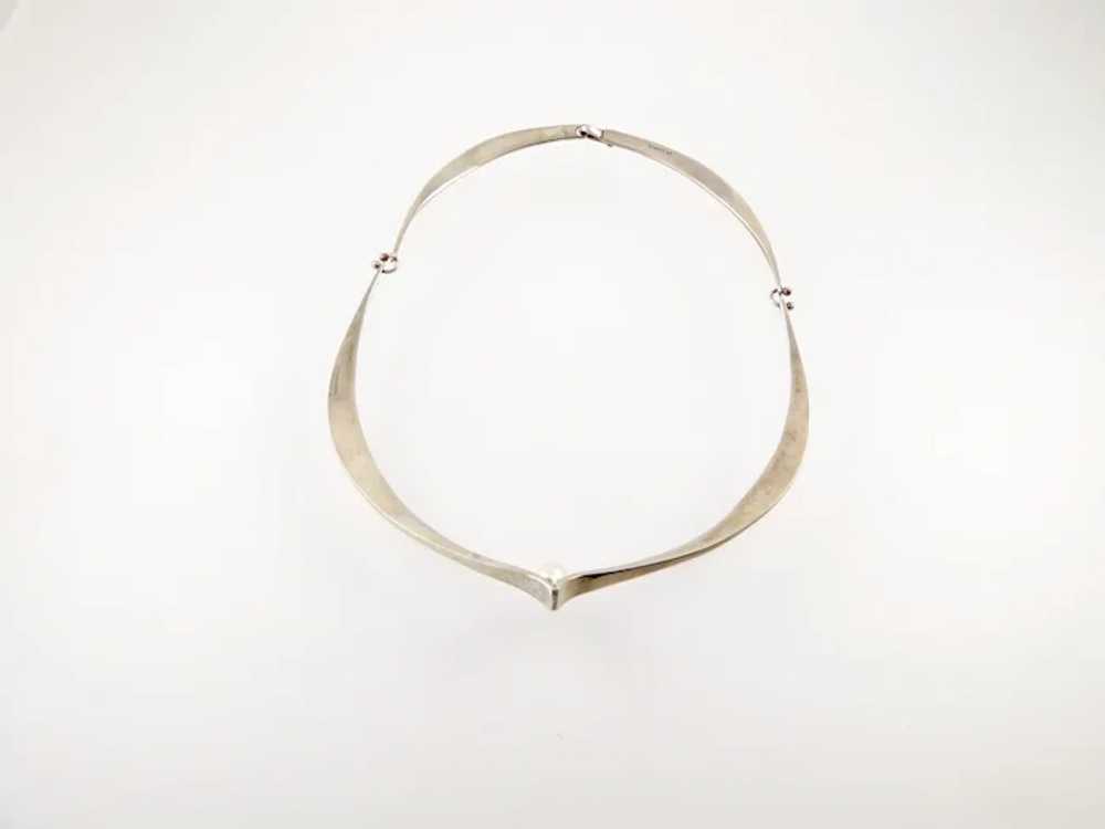 Ed Wiener Modernist Sterling Silver and Pearl Cho… - image 2