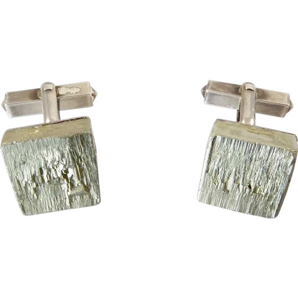 Vintage Pyrite and Silver Cufflinks - image 1