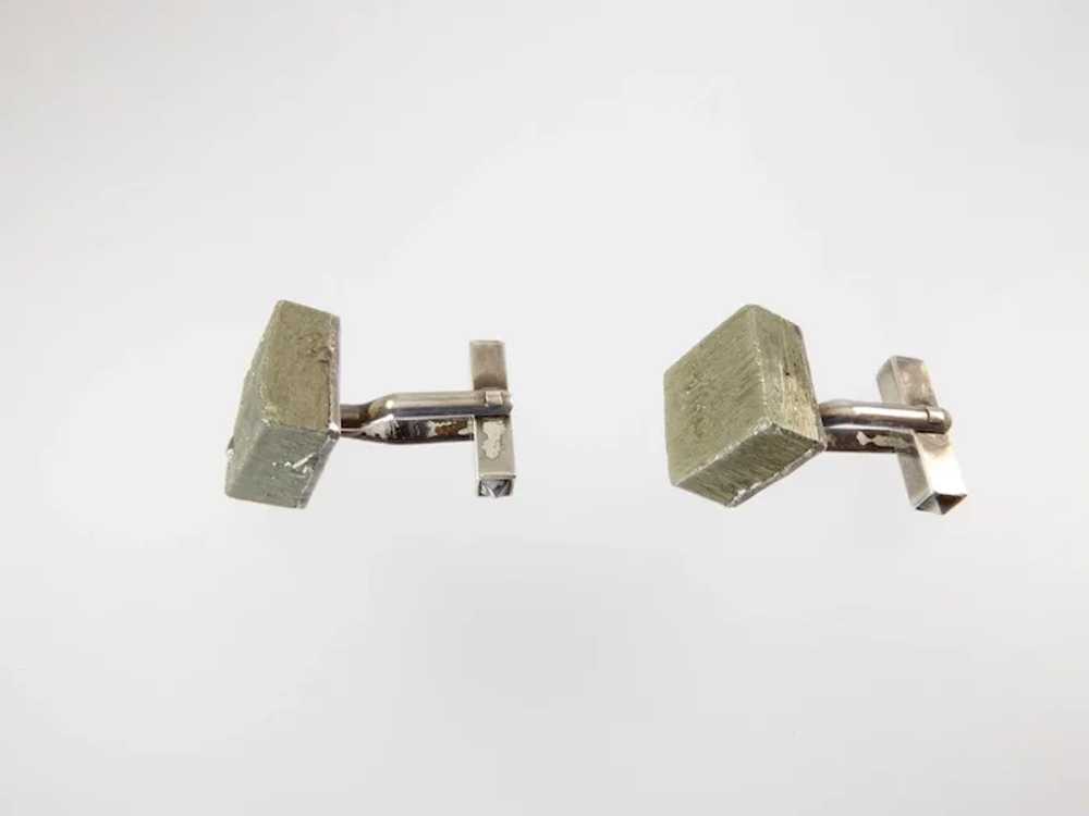 Vintage Pyrite and Silver Cufflinks - image 2