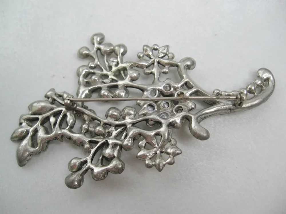 Vintage Pot Metal and Clear Rhinestone Floral Sta… - image 6