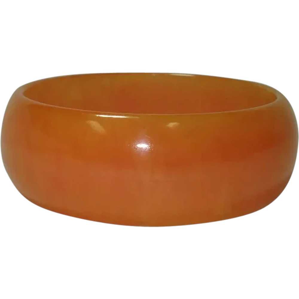 Pretty Marbled Translucent Peach Bakelite Bangle … - image 1