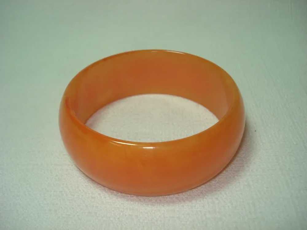 Pretty Marbled Translucent Peach Bakelite Bangle … - image 2