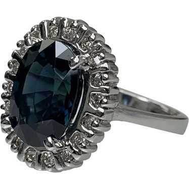 14K White Gold Oval Cut Sapphire Diamond Ring - image 1