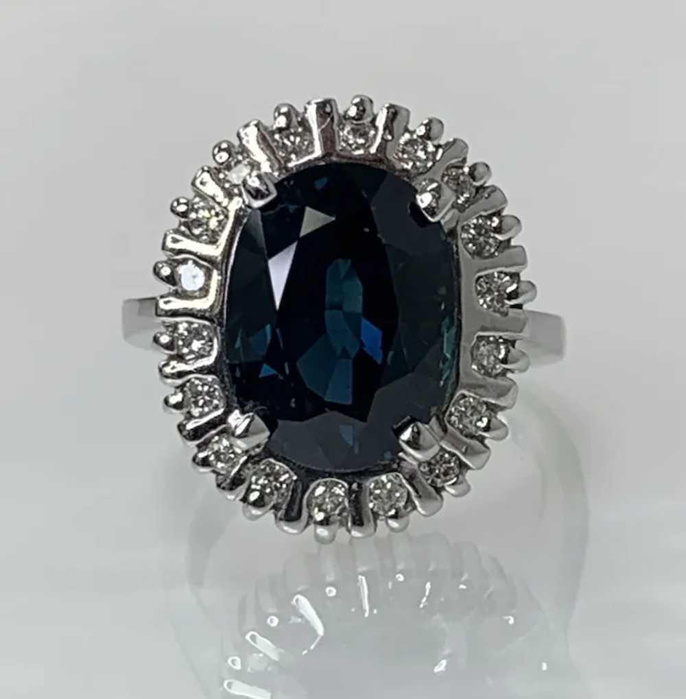 14K White Gold Oval Cut Sapphire Diamond Ring - image 3