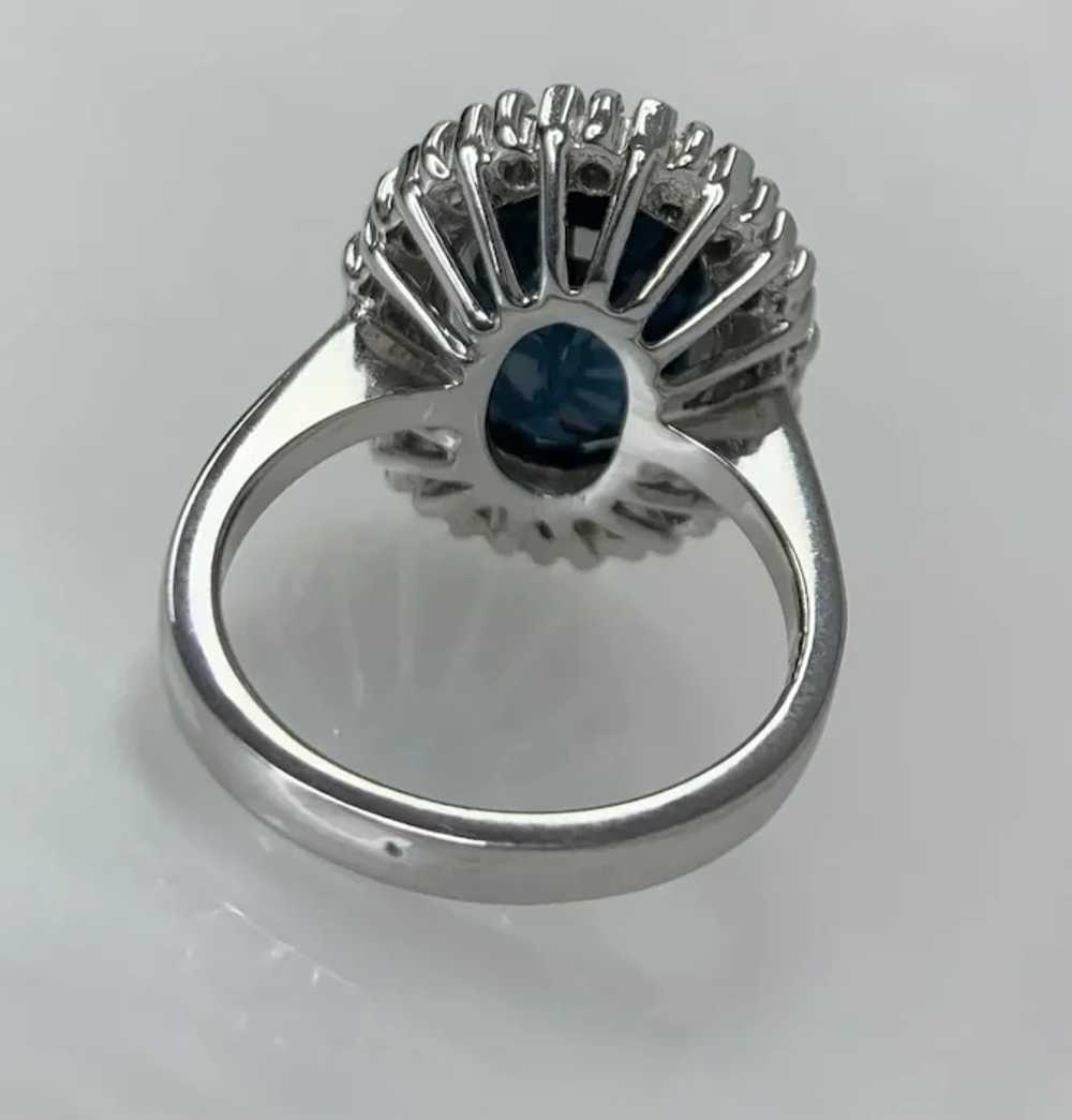 14K White Gold Oval Cut Sapphire Diamond Ring - image 4