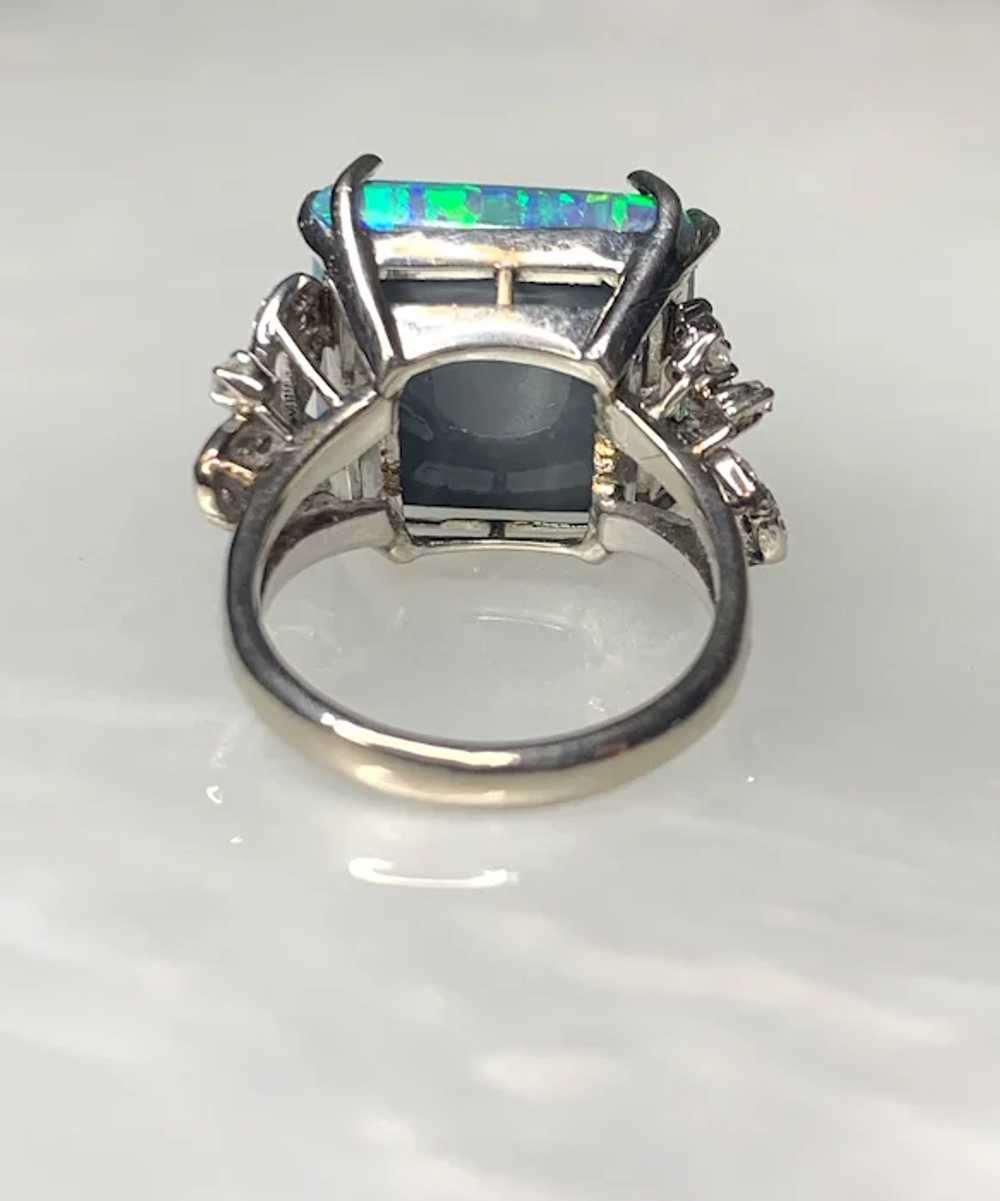 14K White Gold Square Cut Opal Diamond Ring - image 4