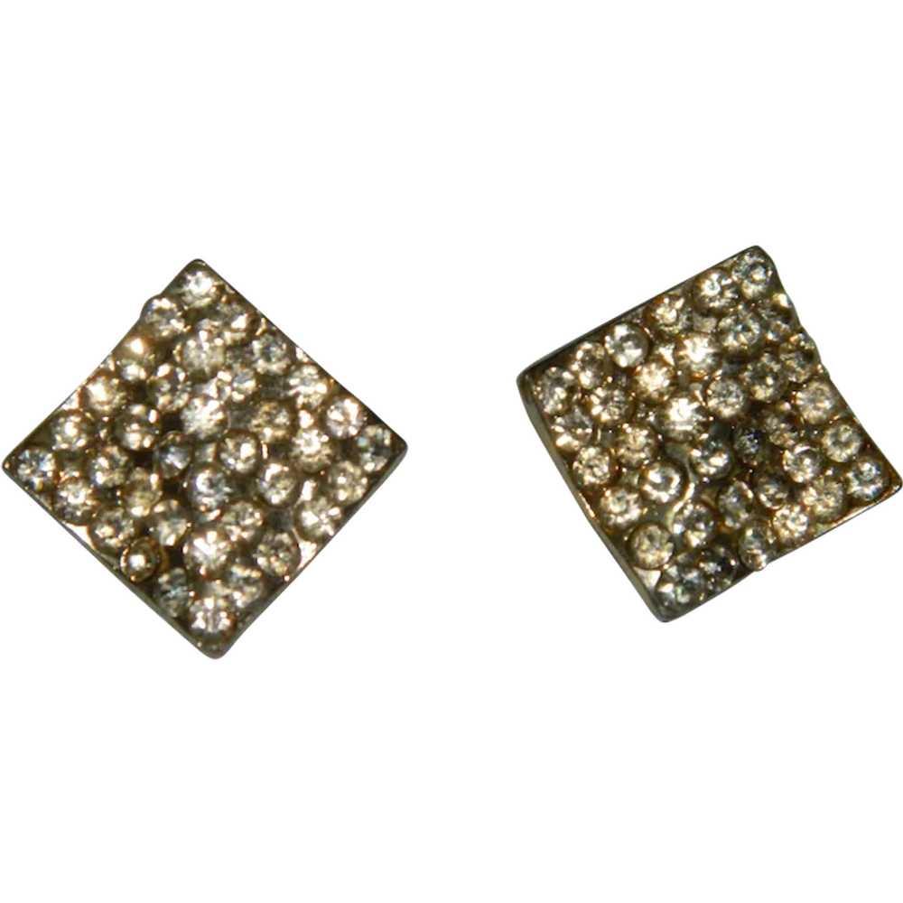 Sparkling Clear Rhinestone Handkerchief Earrings … - image 1