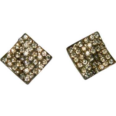 Sparkling Clear Rhinestone Handkerchief Earrings … - image 1