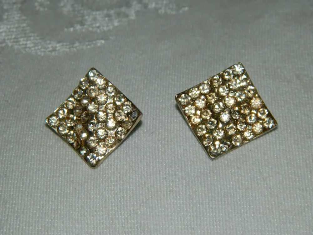 Sparkling Clear Rhinestone Handkerchief Earrings … - image 2