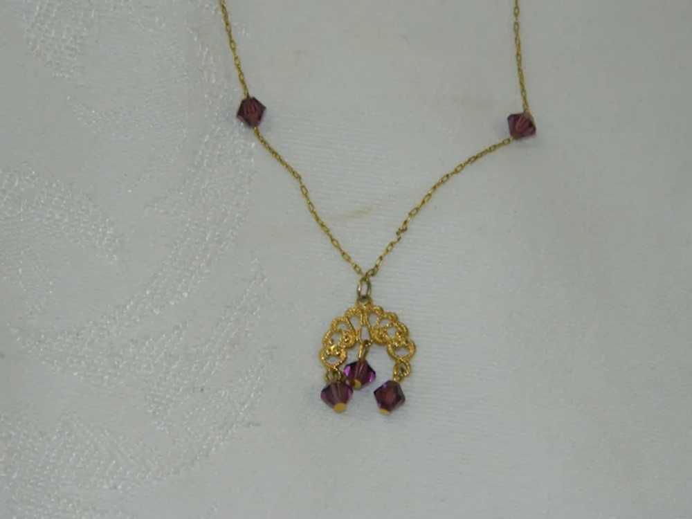 Demure Filigree Purple Crystal Necklace - image 3