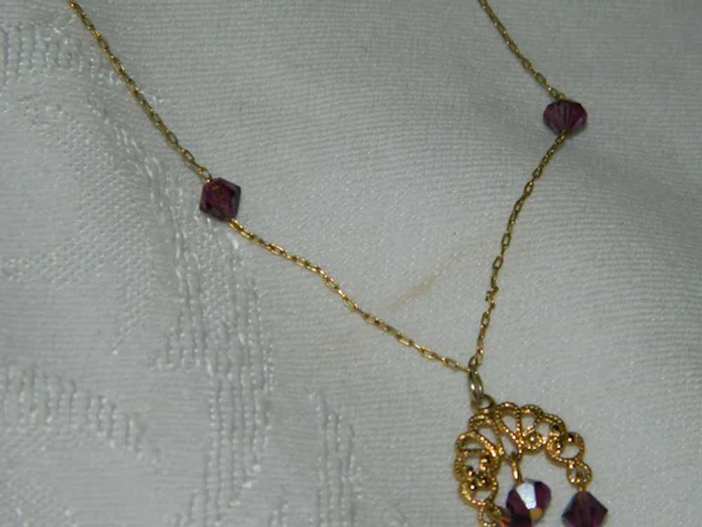 Demure Filigree Purple Crystal Necklace - image 4