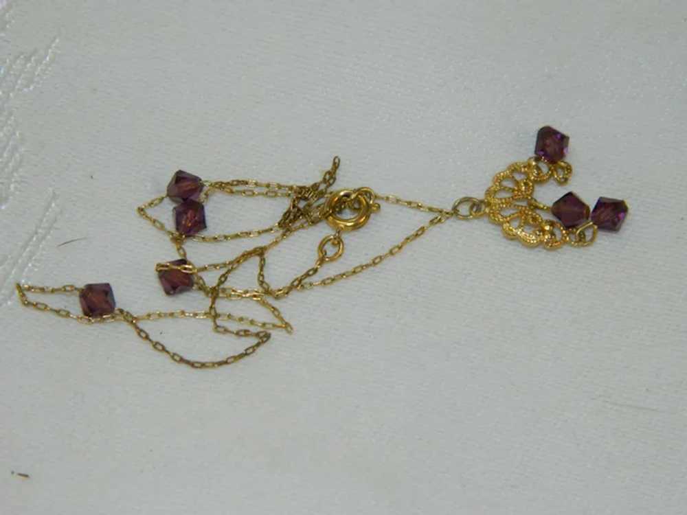 Demure Filigree Purple Crystal Necklace - image 5