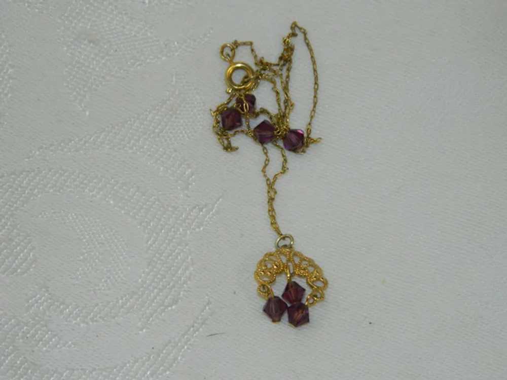 Demure Filigree Purple Crystal Necklace - image 6