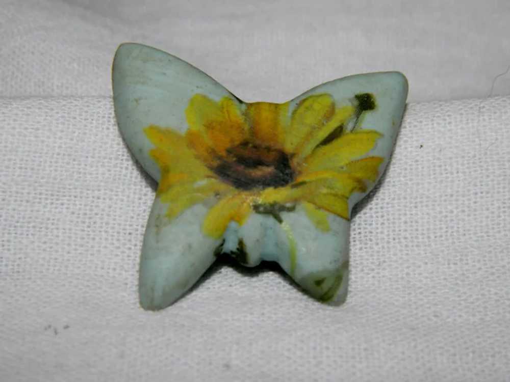One of a Kind Ceramic Daisy Butterfly Brooch - image 2