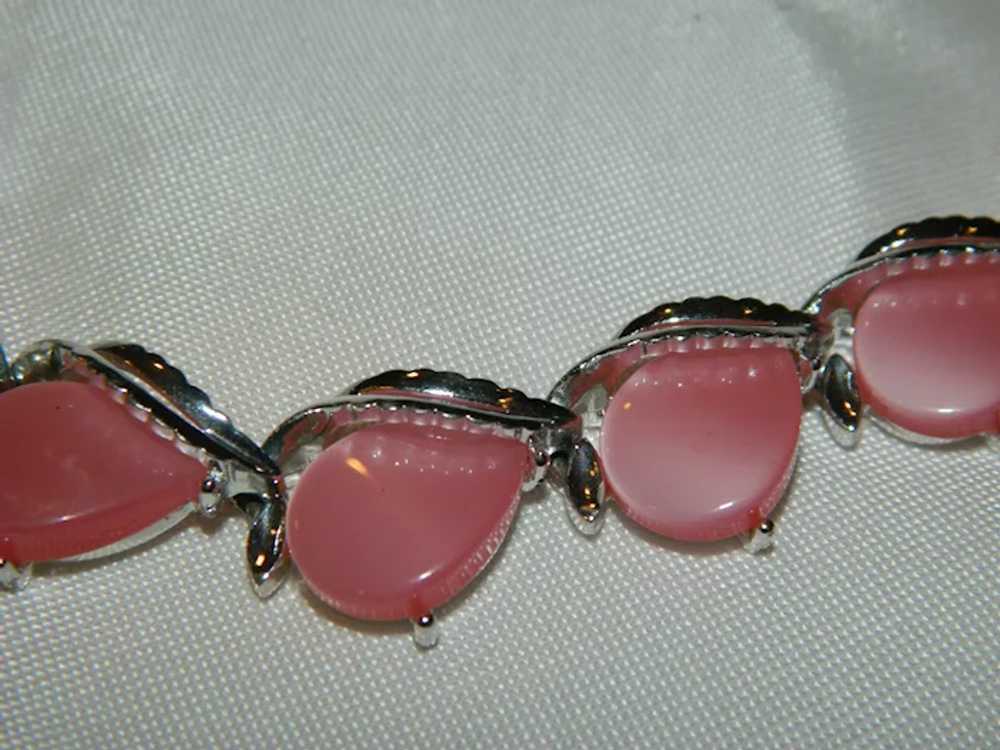 Exceptional Pink Thermoset Plastic Silvertone Lin… - image 4