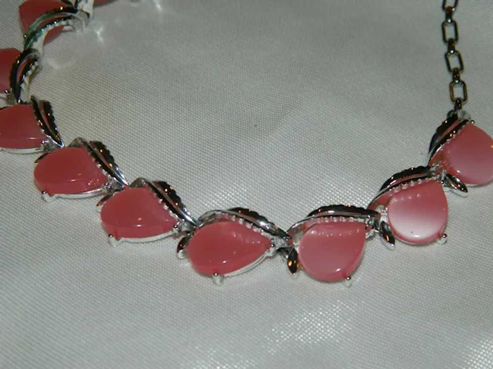 Exceptional Pink Thermoset Plastic Silvertone Lin… - image 5