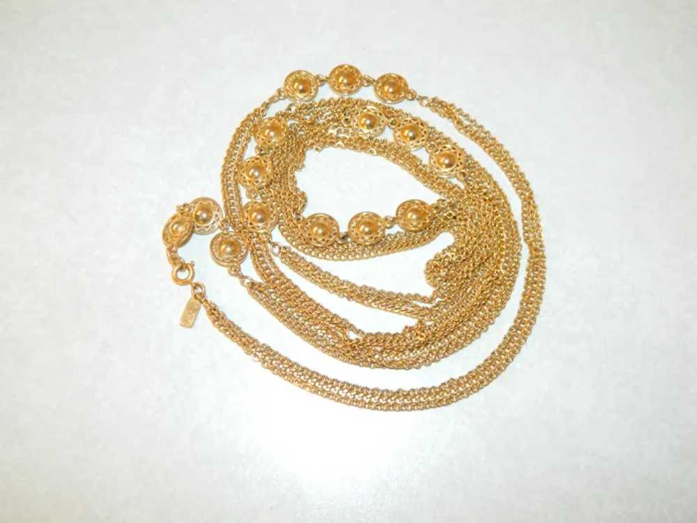 Monet Signed Festoon Style 46" Gold Tone Chain Ne… - image 3