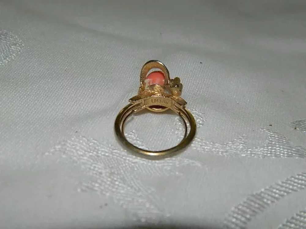 1975 Avon Spindrift Ring in Coral ~ Sz 7 - image 2