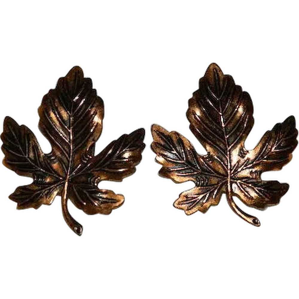 Copper Maple Leaf Earrings - image 1