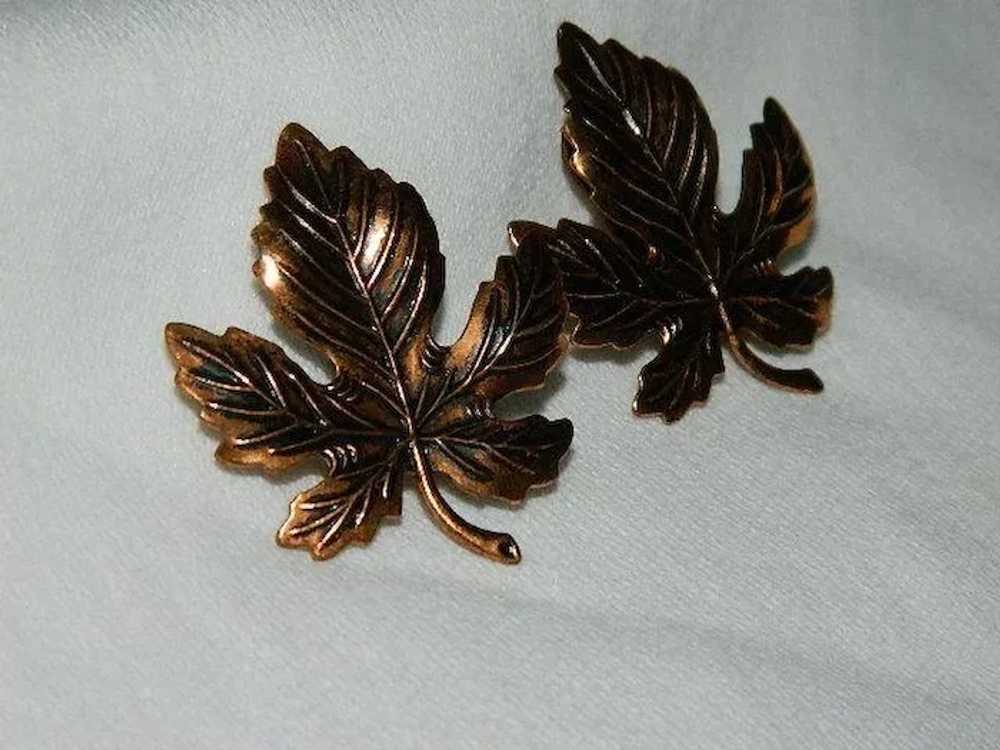 Copper Maple Leaf Earrings - image 2