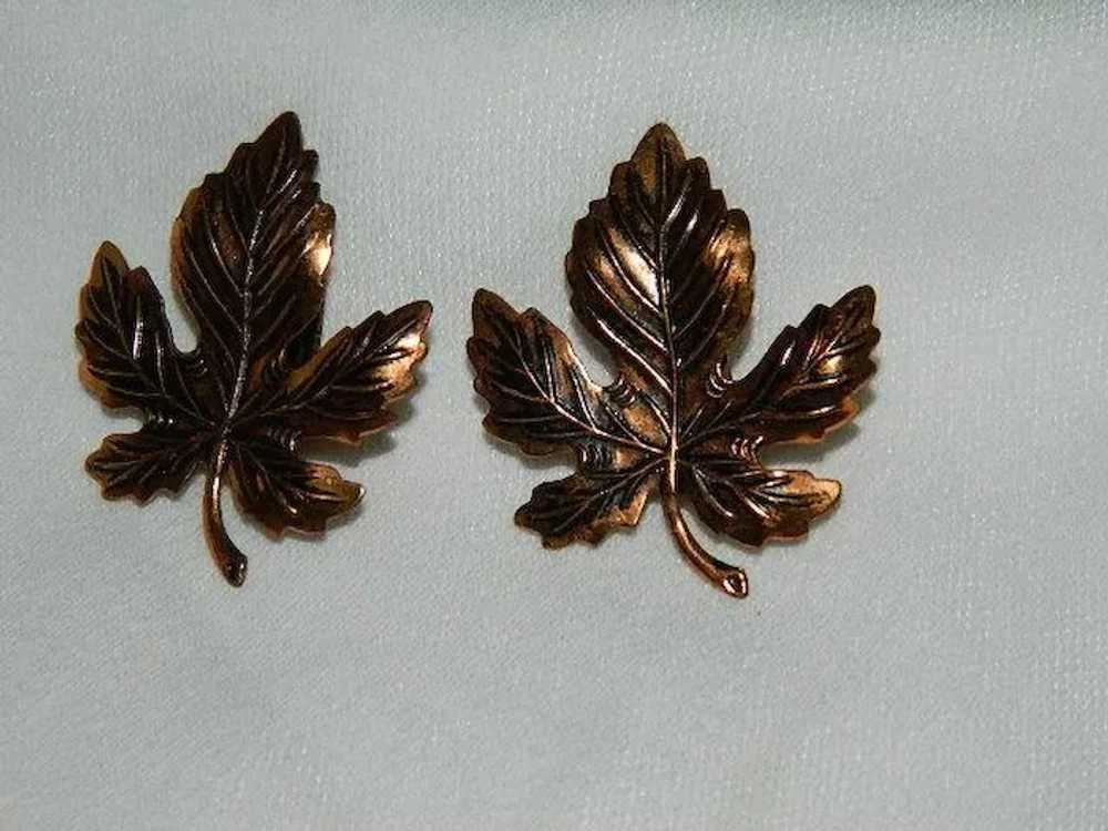 Copper Maple Leaf Earrings - image 3