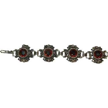 Spectacular Huge Amber Rhinestone Gothic Bracelet 