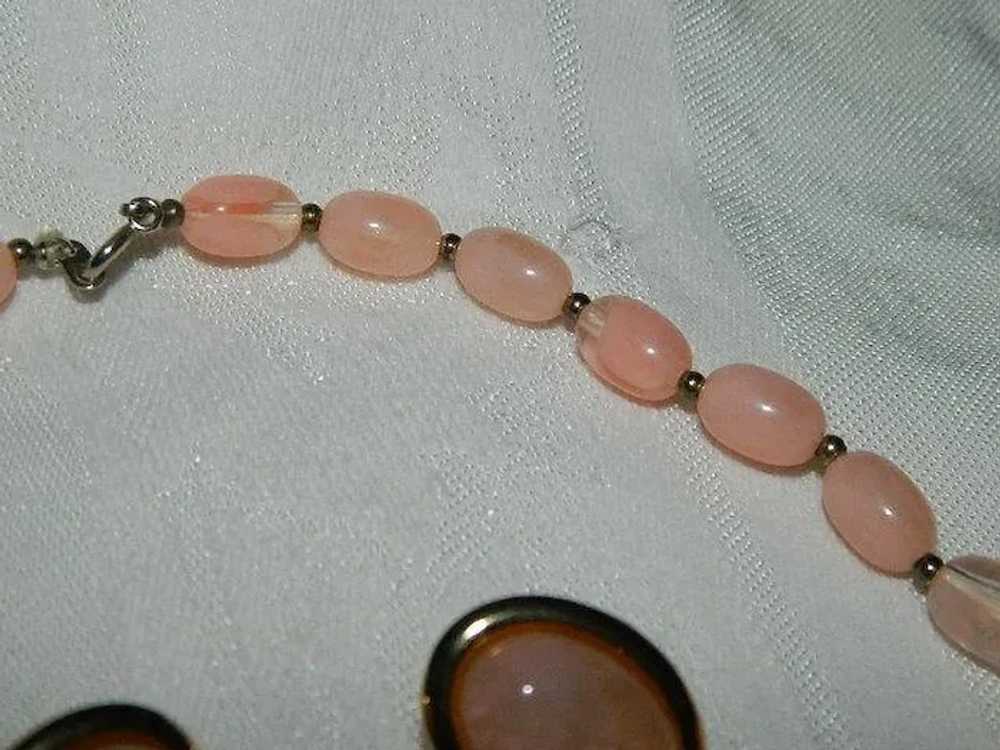 Salmon Pink Lucite Beaded Necklace & Earrings - image 3