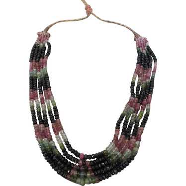 Faceted Multi-color TOURMALINE bead necklace.  48… - image 1
