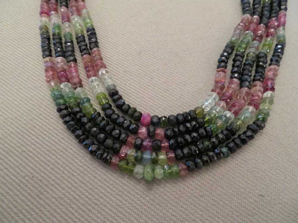 Faceted Multi-color TOURMALINE bead necklace.  48… - image 2