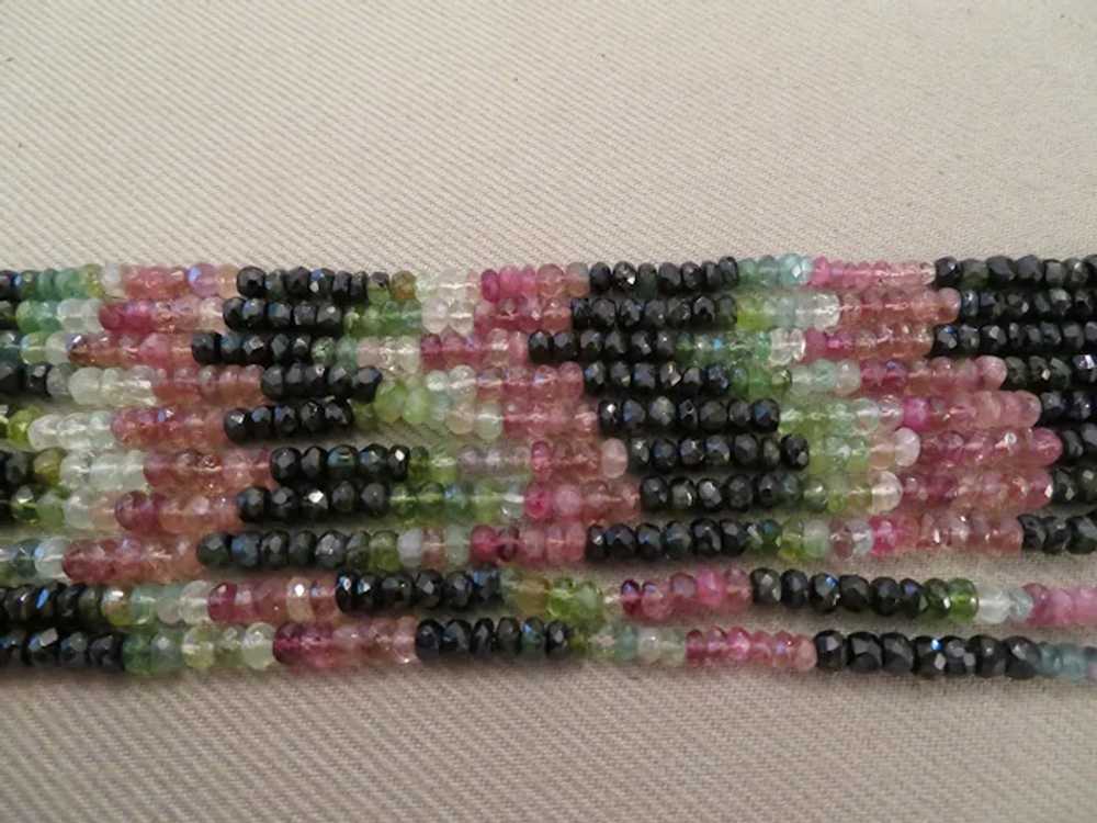 Faceted Multi-color TOURMALINE bead necklace.  48… - image 3