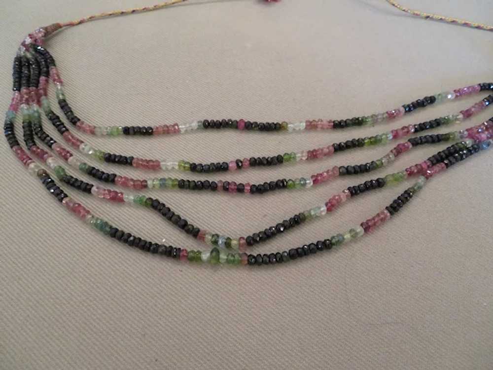 Faceted Multi-color TOURMALINE bead necklace.  48… - image 5