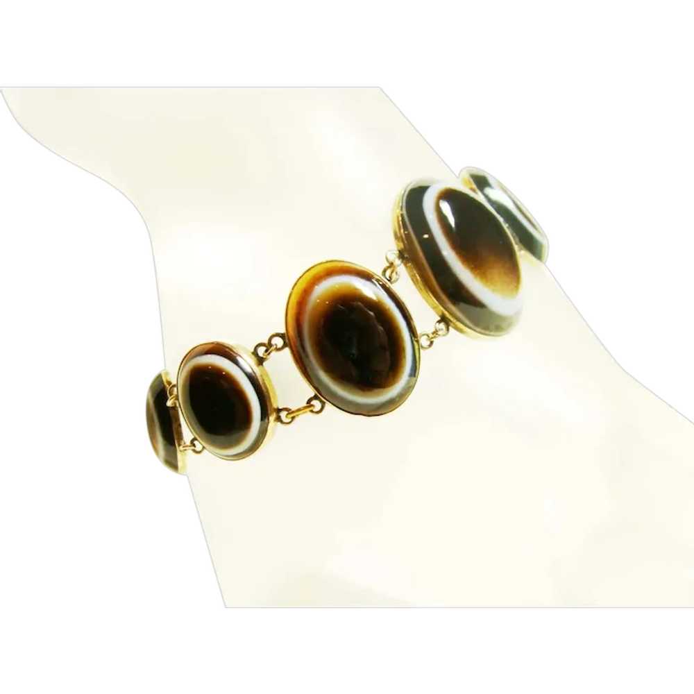 Vintage Gold Banded Agate Bracelet - image 1