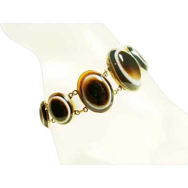 Vintage Gold Banded Agate Bracelet - image 1