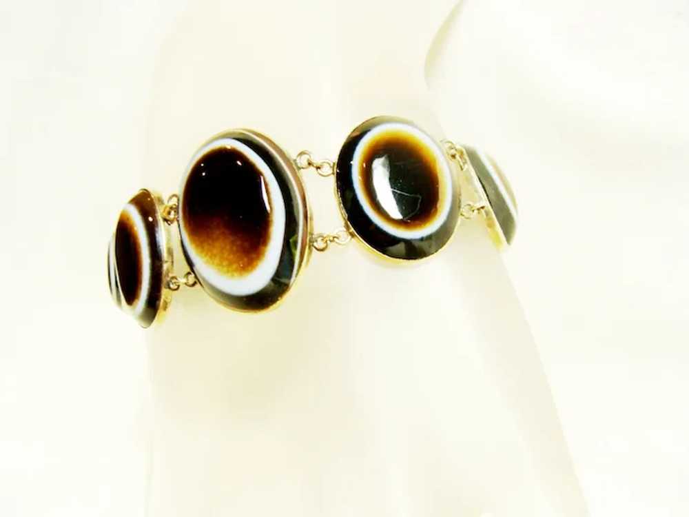 Vintage Gold Banded Agate Bracelet - image 2