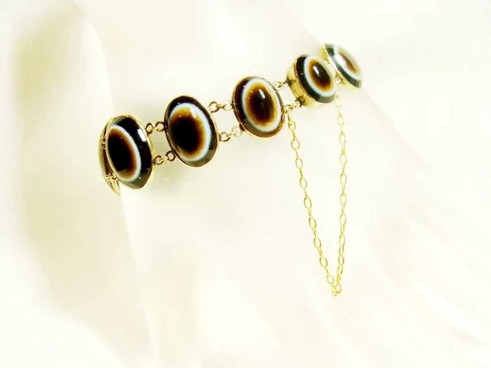 Vintage Gold Banded Agate Bracelet - image 3