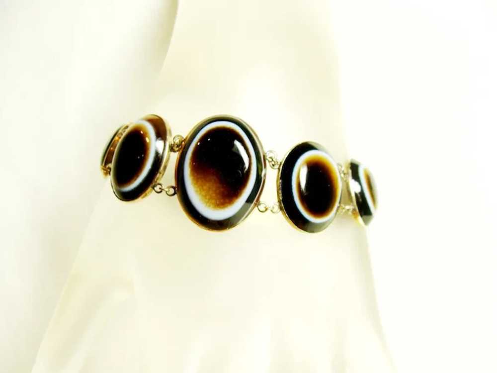 Vintage Gold Banded Agate Bracelet - image 6